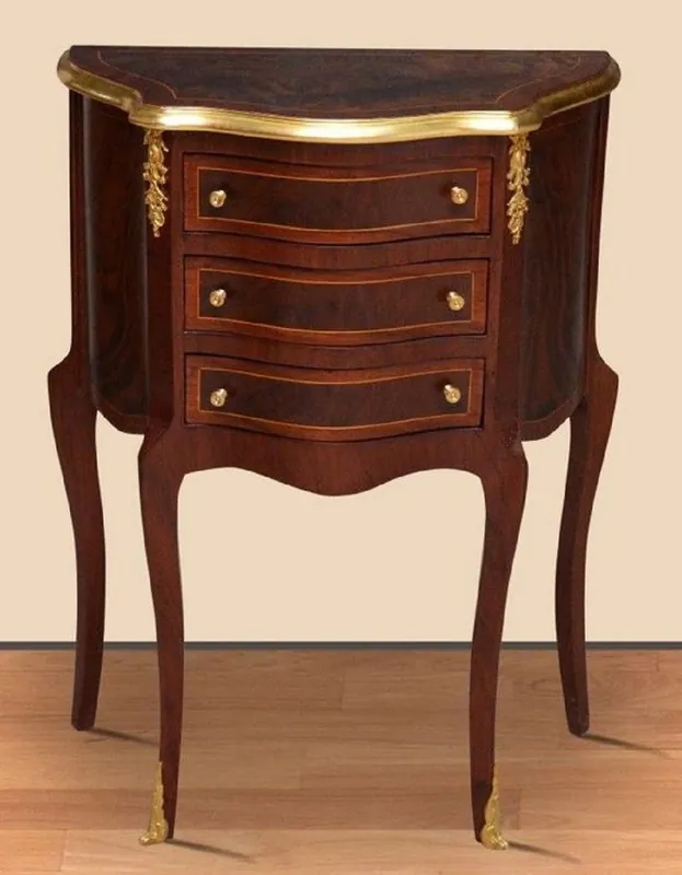 Neue Kollektion Casa Padrino mesita de noche barroco marrón oscuro / oro - Cómoda de madera maciza hecha a mano barroco - Mesita de noche de estilo antiguo - Mesa auxiliar con 3 cajones - Muebles Barrocos