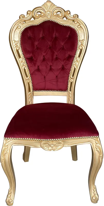 Casa Padrino silla de comedor barroco de lujo rojo burdeos / oro - Silla de estilo antiguo hecha a mano con tela de terciopelo fino - Muebles de comedor en estilo barroco Billig