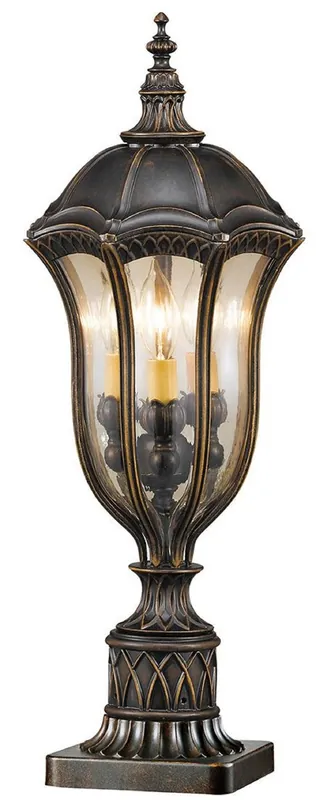 Finale Aktion Casa Padrino lámpara de pedestal barroco marrón / bronce / oro Ø 24,1 x A. 61 cm - Resistente a la intemperie jardín terraza lámpara exterior linterna de jardín - Iluminación exterior nostálgica