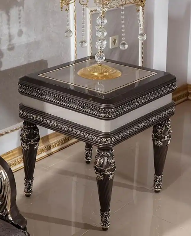 Mega-Angebot Casa Padrino mesa auxiliar barroco de lujo gris / marrón oscuro / oro - Magnífica mesa de madera maciza en estilo barroco - Muebles de salón barrocos - Noble y Magnífica