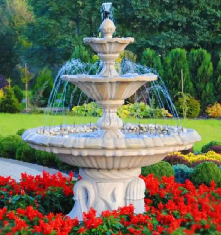 Casa Padrino fuente Art Nouveau blanco Ø 155 x A. 180 cm - Magnífica Fuente de Jardín - Fuente de Decoración de Jardín - Accesorios de Decoración de Jardín Barroco y Art Nouveau Highlight