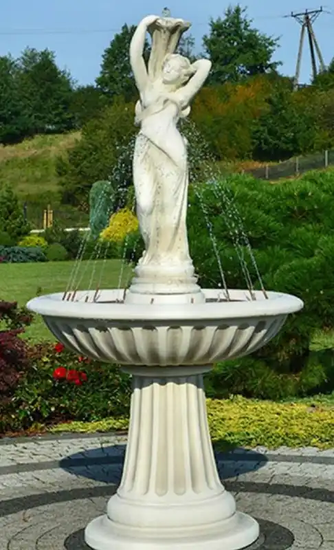 Sofort Bestellen Casa Padrino fuente Art Nouveau blanco / gris Ø 92 x A. 182 cm - Magnífica Fuente de Jardín - Fuente de Decoración de Jardín - Accesorios de Decoración de Jardín Barroco y Art Nouveau