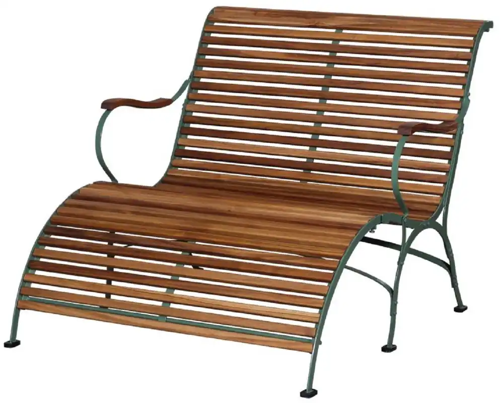 Casa Padrino banco de jardín Art Nouveau de lujo marrón / verde 107 x 150 x A. 91 cm - Banco de jardín y terraza con reposabrazos y reposapiés - Muebles de Jardín y Terraza Art Nouveau Abverkauf