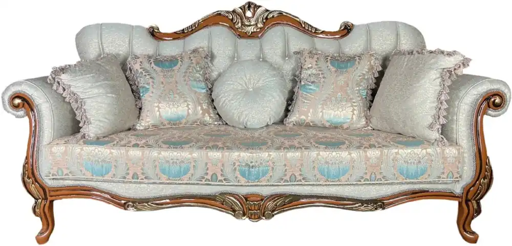 Nur Für Kurze Zeit Casa Padrino sofá barroco de lujo verde claro / marrón / oro - Magnífico sofá de salón con patrón elegante - Muebles de salón barrocos