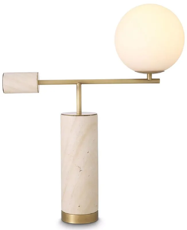 Casa Padrino lámpara de mesa de lujo latón antiguo / beige / blanco 51 x 20 x A. 62,5 cm - Lámpara de escritorio de mármol con pantalla de vidrio - Colección de Lujo Schnäppchen