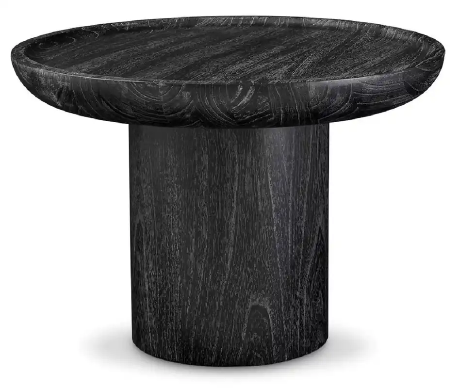 Preis Gesenkt Casa Padrino mesa auxiliar de lujo negro gris Ø 64,5 x A. 46 cm - Mesa redonda de madera maciza - Mueble de salón de madera maciza - Calidad de Lujo