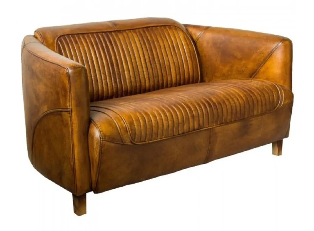 Preisreduziert Casa Padrino sofá 2 plazas de cuero de lujo marrón vintage 125 x 86 x A. 68 cm - Sofá de salón de cuero auténtico - Muebles de salón de cuero auténtico - Muebles de cuero de lujo