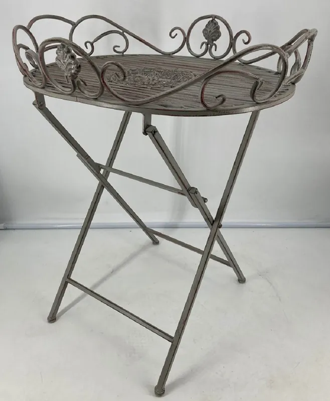 Casa Padrino mesa de jardín Art Nouveau gris antiguo 62 x 49 x A. 70 cm - Mesa de metal Nostalgic - Muebles de Jardín y Terraza de Metal Nostalgic Letzte Chance