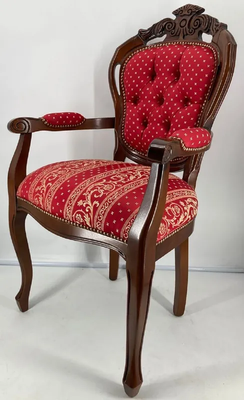 Top-Seller Casa Padrino silla de comedor barroco de lujo con reposabrazos rojo burdeos / oro / marrón - Magnífica silla con patrón elegante - Muebles de comedor barrocos - Hecho en Italia