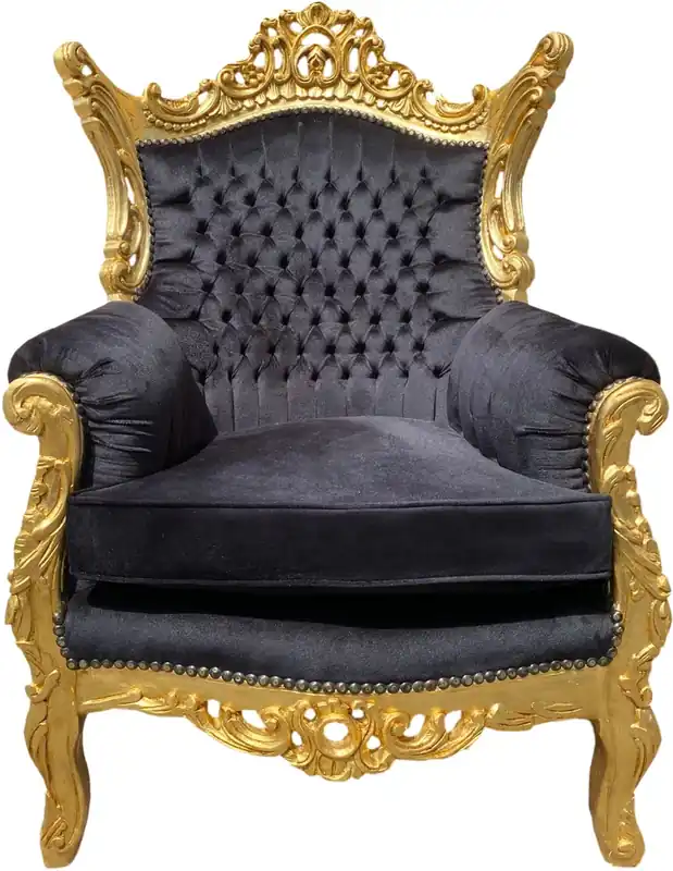 Zertifiziert Casa Padrino sillón barroco Al Capone negro y dorado