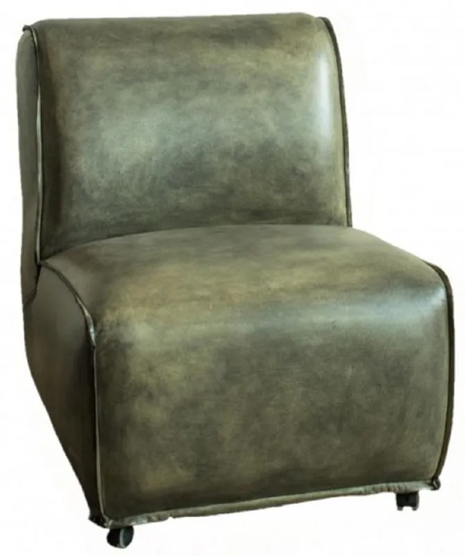 Aktuell Casa Padrino sillón de cuero de lujo verde vintage 61 x 73 x A. 77 cm - Sillón de salón de piel genuina - Muebles de salón de piel genuina