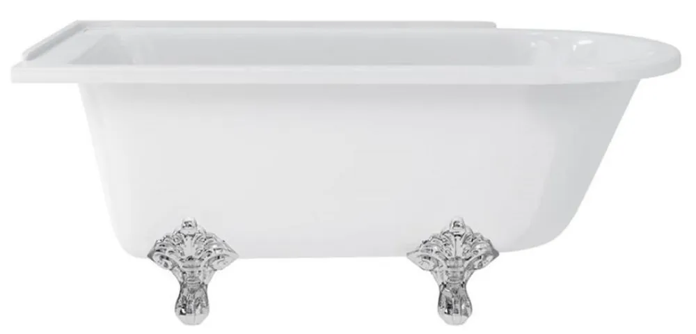 Casa Padrino bañera Art Nouveau de lujo blanco / plata 150 x 75 x A. 65 cm - Bañera acrílica retro independiente - Mueble de baño retro nostálgica Beliebt