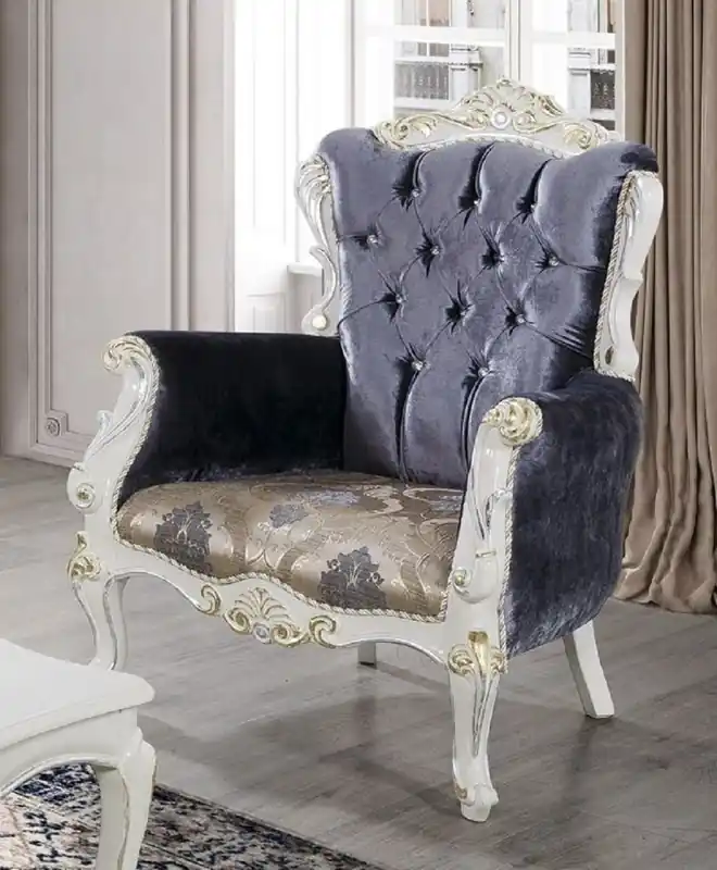 Casa Padrino sillón barroco de lujo púrpura / multicolor / blanco / oro - Magnífico sillón de salón de madera maciza con pedrería y diseño elegante - Muebles de salón barrocos Sonderaktion