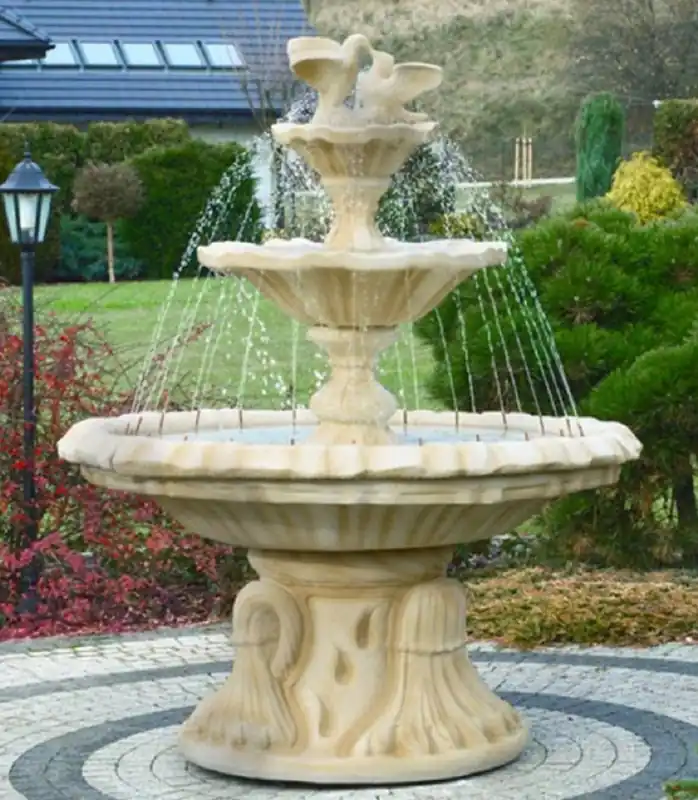 Casa Padrino fuente Art Nouveau con palomas arena Ø 155 x A. 182 cm - Magnífica Fuente de Jardín - Fuente de Decoración de Jardín - Accesorios de Decoración de Jardín Barroco y Art Nouveau Bestseller