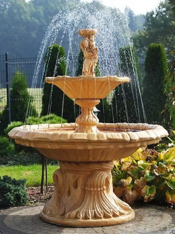 Casa Padrino fuente Art Nouveau mujer con cuenco beige Ø 155 x A. 190 cm - Magnífica Fuente de Jardín - Fuente de Decoración de Jardín - Accesorios de Decoración de Jardín Barroco y Art Nouveau Neuheit