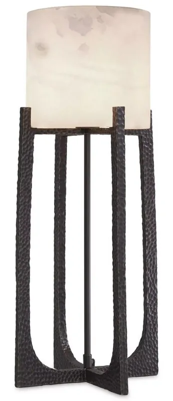 Echt Casa Padrino lámpara de mesa de lujo bronce / alabastro 29 x 29 x A. 68,5 cm - Lámpara de escritorio de metal con pantalla redonda de alabastro - Luces de Lujo