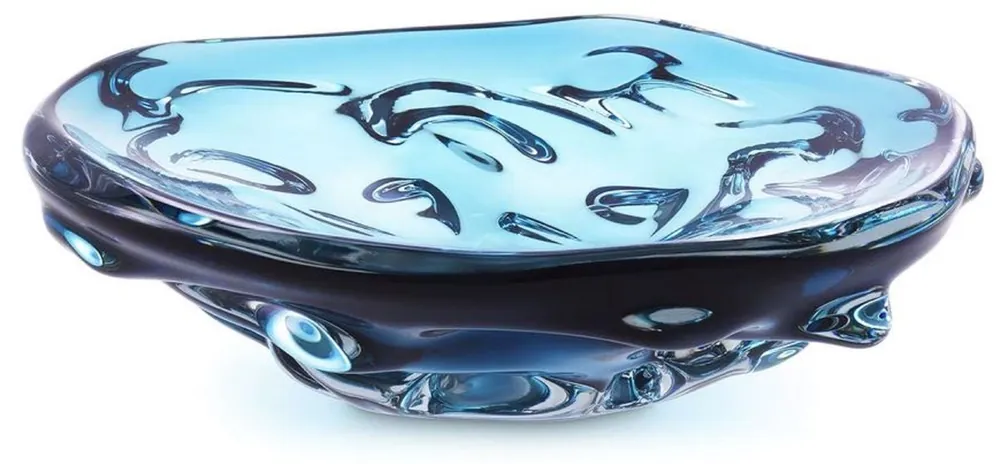 Preisreduziert Casa Padrino cuenco de vidrio de lujo azul Ø 27,5 x A. 7 cm - Frutero decorativo de vidrio soplado a mano - Accesorios decorativos de vidrio - Colección de Lujo
