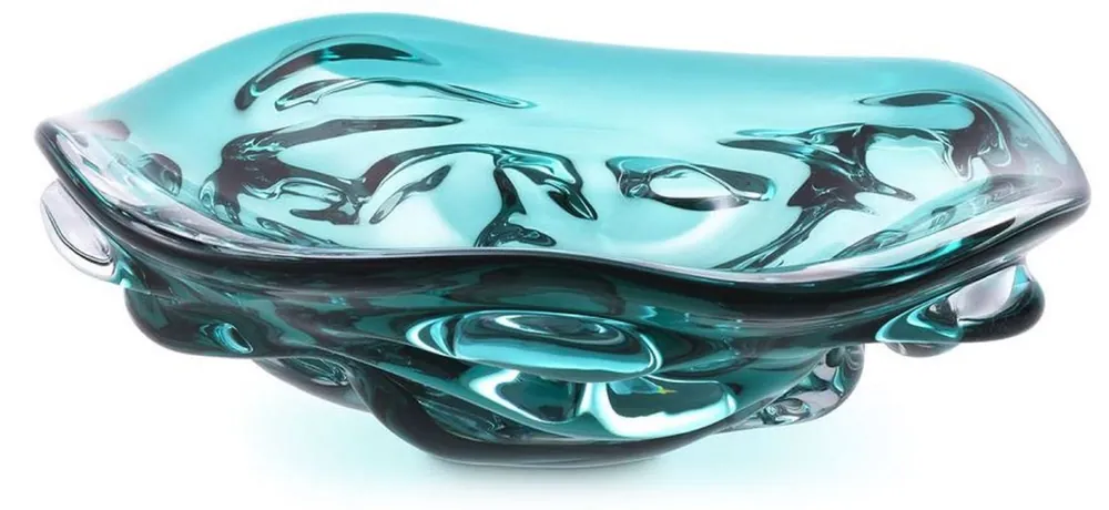 Casa Padrino cuenco de vidrio de lujo turquesa Ø 27,5 x A. 7 cm - Frutero decorativo de vidrio soplado a mano - Accesorios decorativos de vidrio - Colección de Lujo Sichere Zahlung
