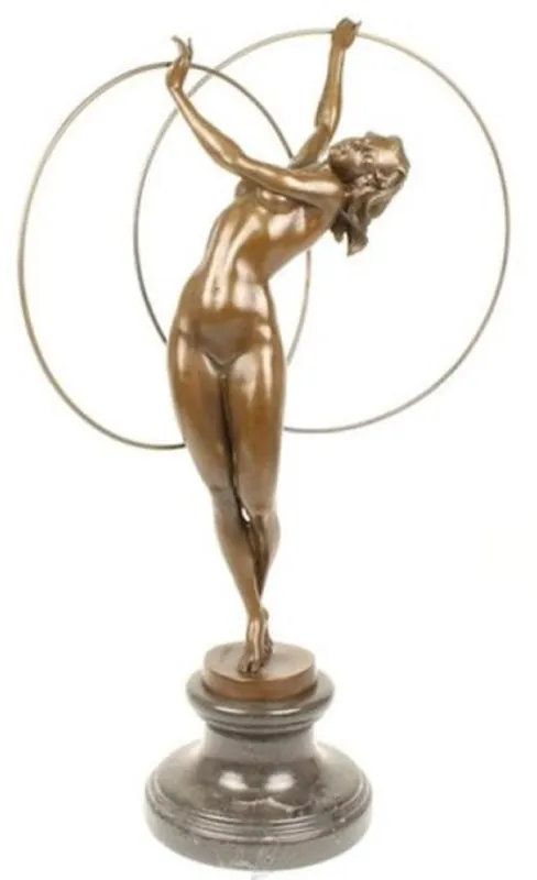 Jetzt Bestellen Casa Padrino figura de bronce de lujo bailarina de hula hoop bronce / negro 26,5 x 19,9 x A. 69,2 cm - Escultura decorativa de bronce con base de mármol - Accesorios decorativos