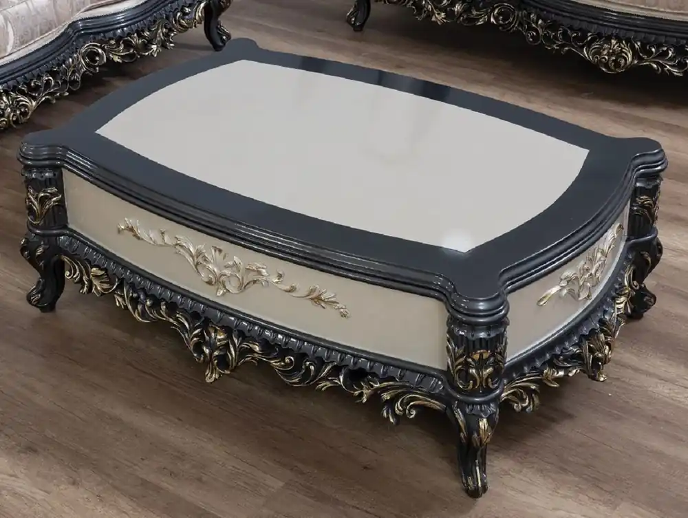 Günstig Casa Padrino mesa de centro barroco de lujo crema / gris / oro - Mesa de salón de madera maciza hecha a mano - Magníficos muebles de salón de madera maciza de estilo barroco