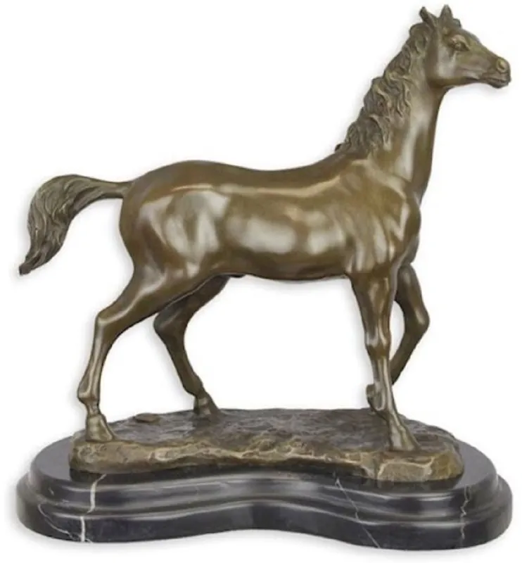 Casa Padrino escultura de bronce de lujo caballo bronce / negro 29,3 x 16,6 x A. 29,7 cm - Figura de bronce con base de mármol - Figura decorativa - Figura animal - Accesorios decorativos Top-Seller