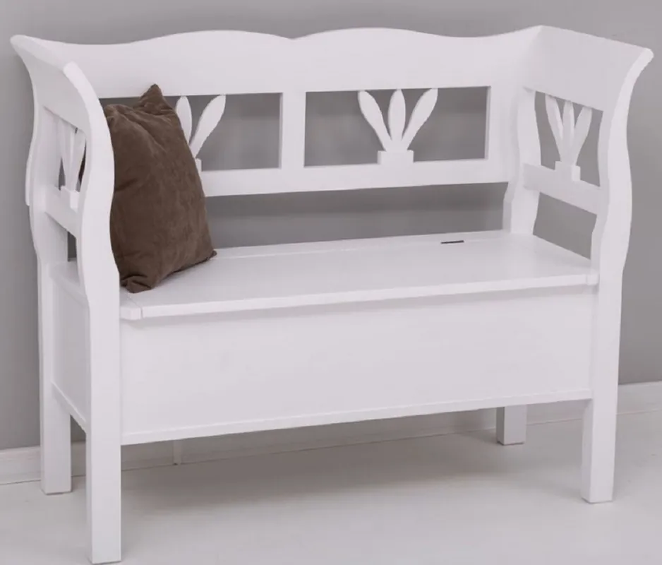 Casa Padrino banco de estilo campestre blanco 117 x 48 x A. 92 cm - Banco de madera maciza con espacio de almacenamiento - Muebles de madera maciza - Muebles de estilo campestre Markenprodukt