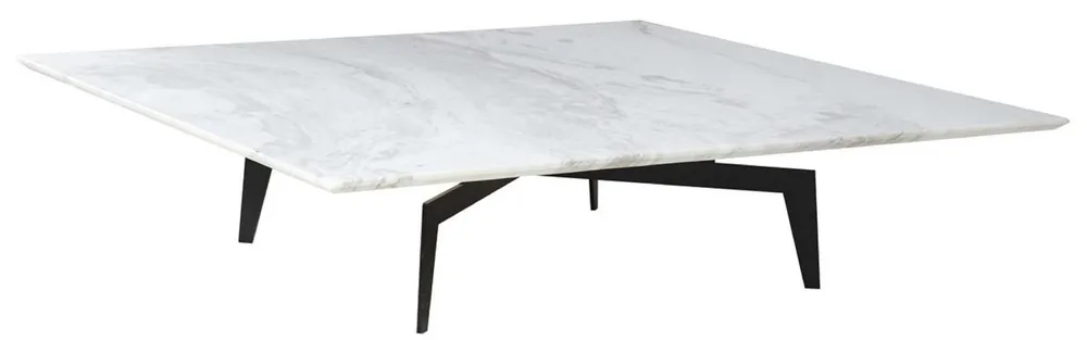 Casa Padrino mesa de centro de lujo blanco / negro 123 x 123 x A. 28,5 cm - Mesa de salón cuadrada con tapa de mármol - Muebles de salón de lujo - Interiores de salón de lujo Geprüft