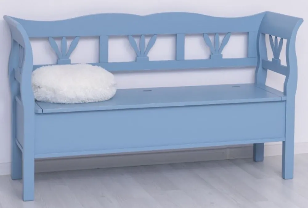 Rabatt Casa Padrino banco de estilo campestre azul claro antiguo 163 x 48 x A. 92 cm - Banco de madera maciza con espacio de almacenamiento - Muebles de madera maciza - Muebles de estilo campestre