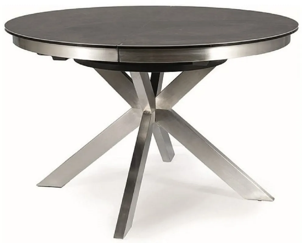 Sale Casa Padrino mesa de comedor de diseño gris / plata 120-160 x 120 x A. 76 cm - Mesa de comedor extensible con tablero de vitrocerámica y patas de acero inoxidable - Muebles de comedor de diseño