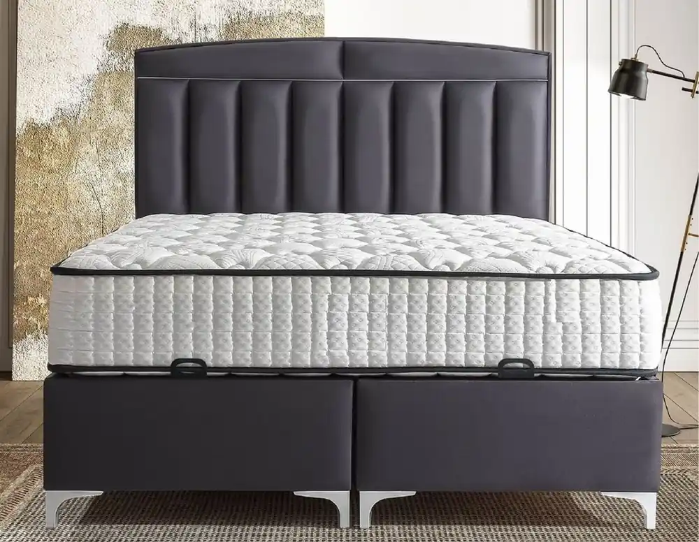 Neue Ware Casa Padrino cama doble de lujo púrpura / blanco - Varios Tamaños - Cama de madera maciza con cabecero y colchón - Muebles de dormitorio - Muebles para hoteles - Muebles de lujo
