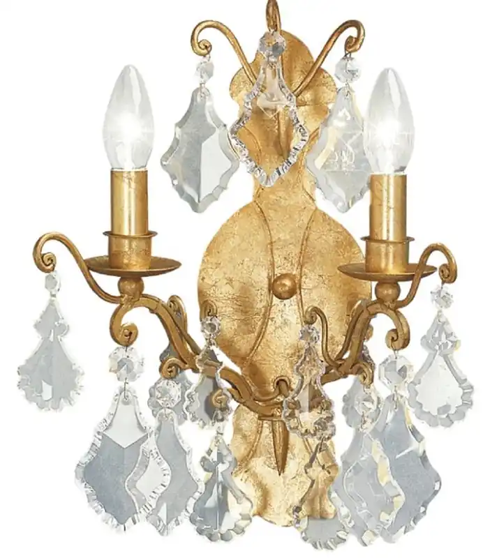 Casa Padrino lámpara de pared doble barroco de lujo oro antiguo 35 x 16 x A. 40 cm - Lámpara de pared de cristal - Lámpara de pared de salón estilo barroco - Luces barrocas - Hecho en Italia Zertifiziert