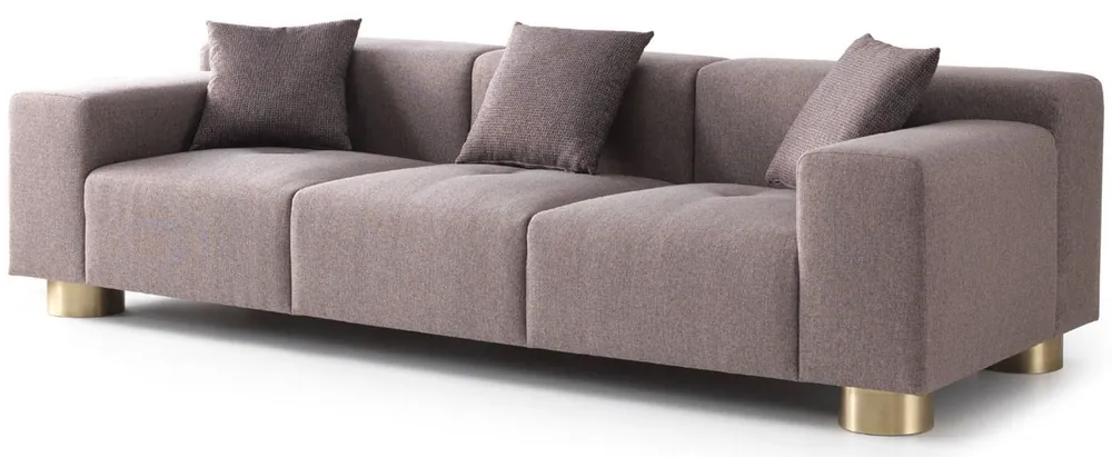 Casa Padrino sofá de lujo gris / latón 260 x 100 x A. 70 cm - Sofá de salón - Sofá de hotel - Muebles de salón - Interiores de salón - Muebles de hotel - Muebles de lujo - Interiores de lujo Markenware