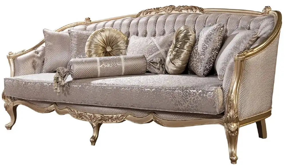 Highlight Casa Padrino sofá barroco de lujo plata / oro - Sofá de salón de estilo barroco con patrón elegante - Muebles de salón de lujo en estilo barroco - Muebles barrocos