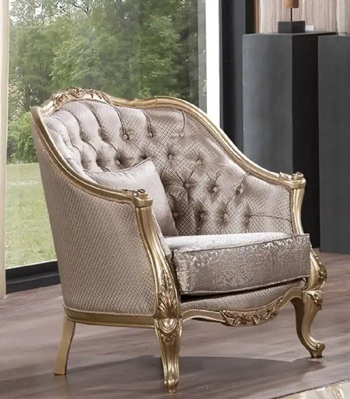 Preisreduziert Casa Padrino sillón barroco de lujo plata / oro - Magnífico sillón de salón con patrón elegante - Muebles de salón de lujo en estilo barroco - Muebles barrocos
