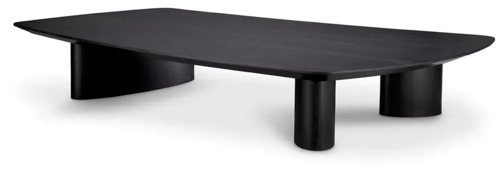 Casa Padrino mesa de centro de lujo negro gris 185 x 120 x A. 30 cm - Mesa de salón de madera maciza con tablero ligeramente curvado - Muebles de salón - Muebles de hotel - Muebles de lujo Heißes Angebot