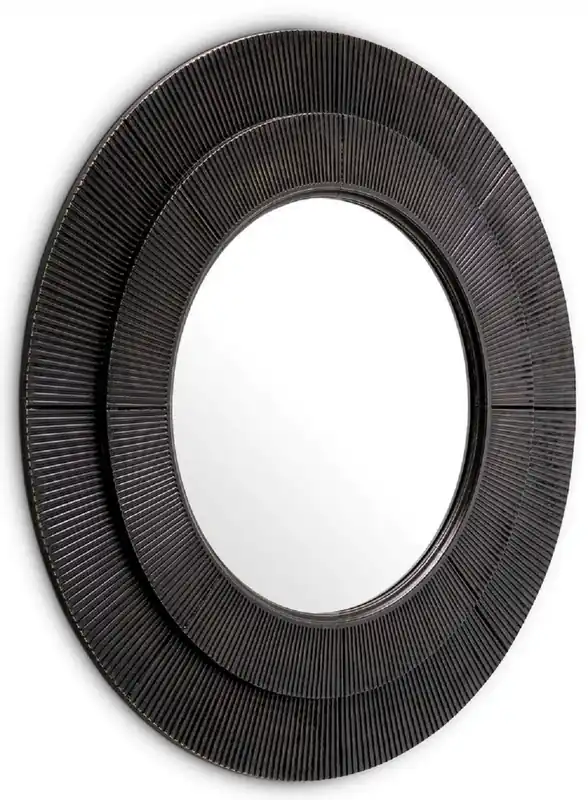Casa Padrino espejo de pared de lujo bronce Ø 90 cm - Espejo de salón redondo - Espejo de dormitorio - Espejo de armario - Muebles de lujo Markenware