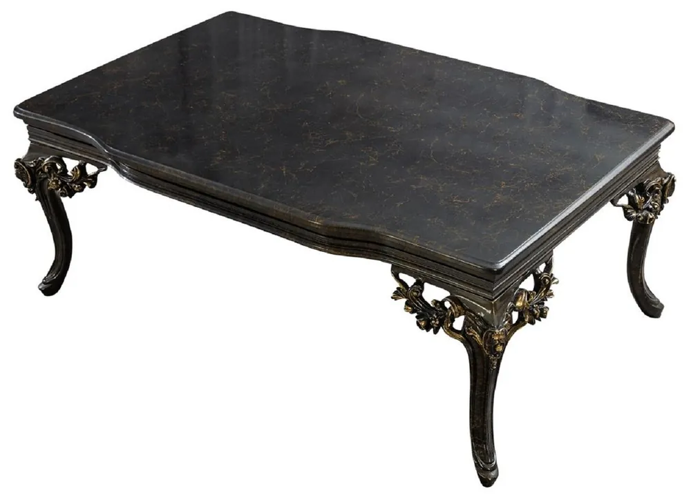 Casa Padrino mesa de centro barroco de lujo gris / oro - Mesa de salón de estilo barroco hecha a mano - Muebles de salón de estilo barroco - Muebles barrocos - Muebles de lujo en estilo barroco Zertifiziert