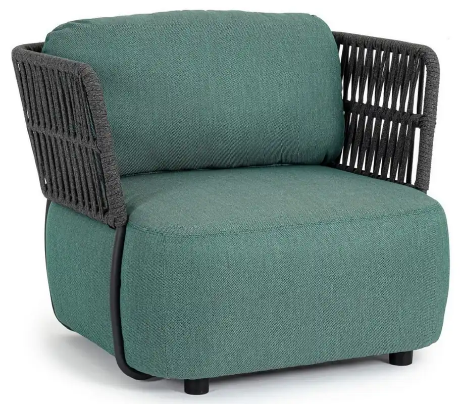 Casa Padrino sillón de jardín de lujo verde / gris / negro 92 x 86 x A. 79 cm - Sillón de jardín resistente a la intemperie - Sillón de terraza - Muebles de jardín - Muebles de terraza Nur Heute