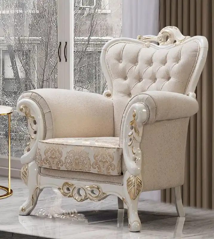 Casa Padrino sillón barroco de lujo blanco / oro - Magnífico sillón de salón con patrón elegante - Muebles de salón de lujo en estilo barroco - Muebles barrocos Angebot