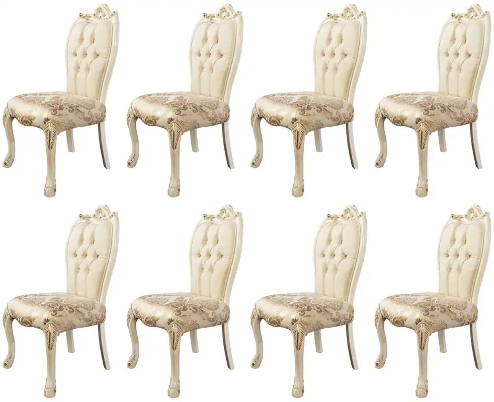 Sofort Bestellen Casa Padrino conjunto de 8 sillas de comedor barrocos de lujo blanco / oro - Sillas de cocina de estilo barroco magníficos - Muebles de comedor barrocos - Muebles barroco