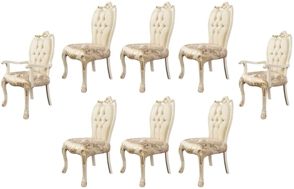 Casa Padrino conjunto de 8 sillas de comedor barrocos de lujo blanco / oro - Sillas de cocina de estilo barroco magníficos - Muebles estilo barroco - Muebles de comedor barrocos - Muebles barroco Neu Im Sortiment