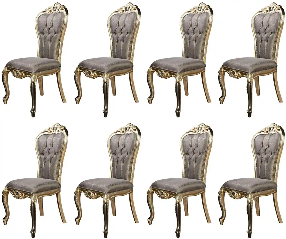 Casa Padrino conjunto de 8 sillas de comedor barrocos de lujo púrpura / oro antiguo / negro - Sillas de cocina de estilo barroco magníficos - Muebles de comedor barrocos - Muebles barroco Abverkauf