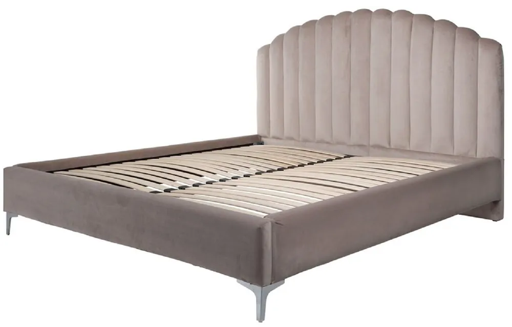 Super-Preis Casa Padrino cama doble Art Deco de lujo caqui / plata 195 x 218 x A. 130 cm - Cama de madera maciza con tela de terciopelo fino - Muebles de dormitorio - Muebles Art Deco de lujo