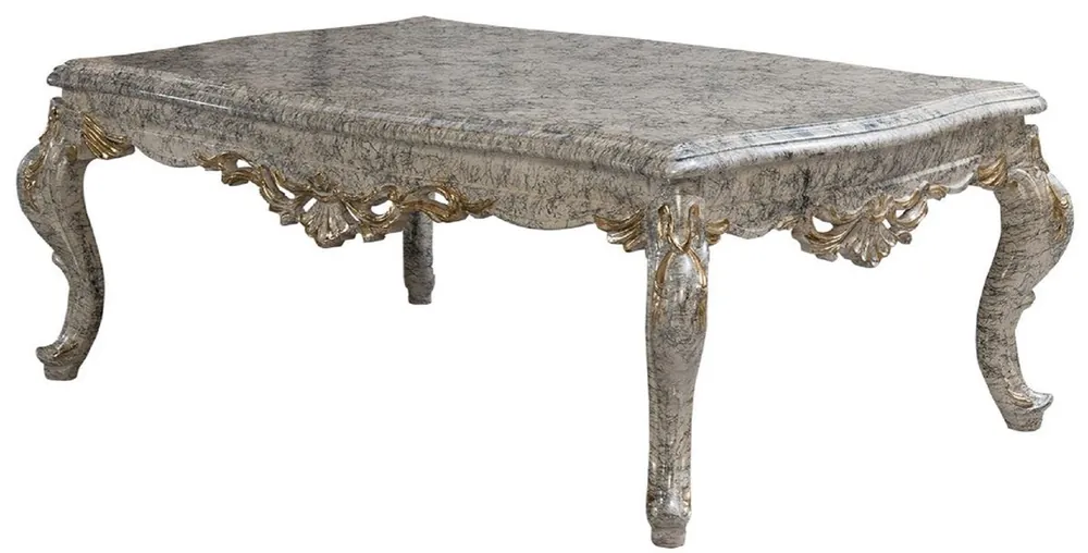 Heißes Angebot Casa Padrino mesa de centro barroco de lujo blanco antiguo / oro - Mesa de salón de estilo barroco hecha a mano - Muebles de lujo estilo barroco - Muebles de salón estilo barroco - Muebles barrocos