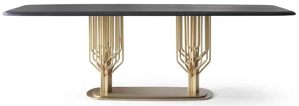 Sonderaktion Casa Padrino mesa de comedor de lujo negro / latón antiguo 240 x 100 x A. 75 cm - Mesa de comedor con tablero de madera maciza - Muebles de comedor - Muebles de lujo - Interiores de lujo