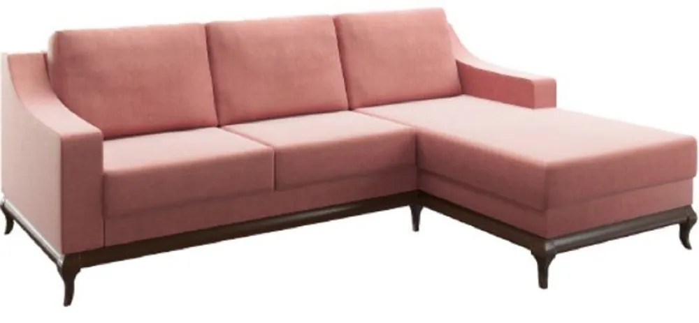 Top-Seller Casa Padrino sofá esquinero de lujo rosa / marrón oscuro 225 x 173 x A. 77 cm - Sofá de salón con función de dormir - Muebles de salón - Muebles de lujo - Interior de lujo