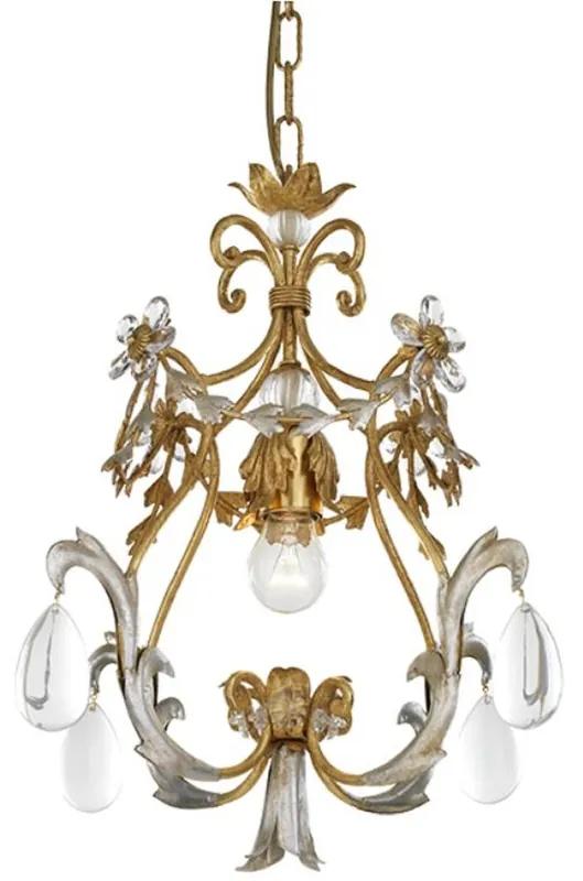 Highlight Casa Padrino araña de luces barroco de lujo oro antiguo / plata antigua Ø 40 x A. 45 cm - Magnífica lámpara de araña de salón estilo barroco - Lámpara de araña de hotel barroco - Hecho en Italia