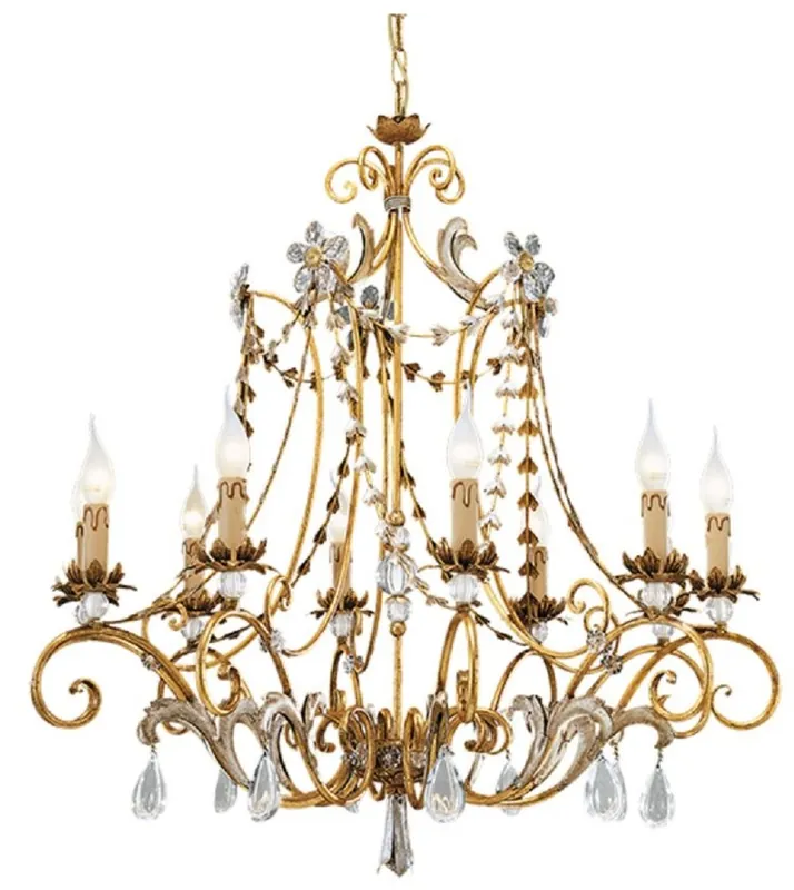 Casa Padrino araña de luces de cristal barroco de lujo oro antiguo / plata antigua Ø 64 x A. 60 cm - Magnífica lámpara de araña de salón estilo barroco - Lámpara araña de hotel - Hecho en Italia Ausverkauf