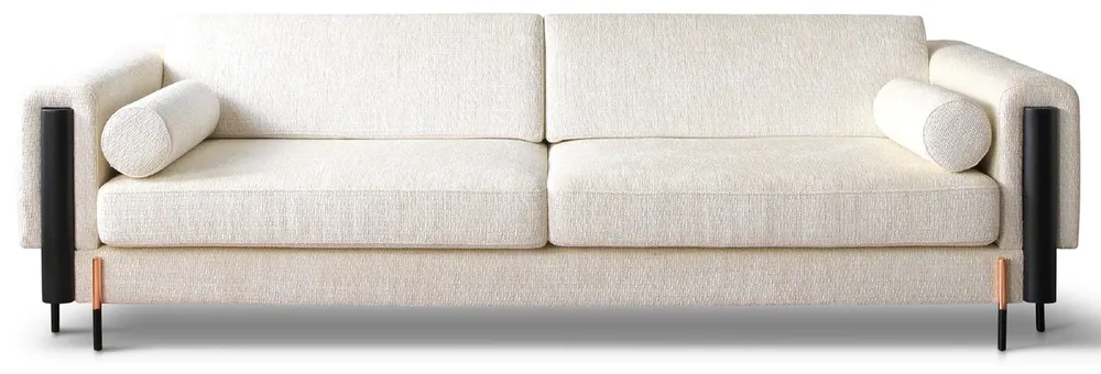Casa Padrino sofá de lujo crema blanco / negro mate / cobre 260 x 107 x A. 78 cm - Sofá de salón - Sofá de hotel - Muebles de salón - Muebles de hotel - Muebles de lujo - Interiores de lujo Preisknaller