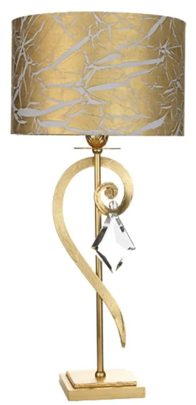 Casa Padrino lámpara de mesa de cristal barroco de lujo oro con pátina Ø 25 x A. 53 cm - Magnífica lámpara de escritorio estilo barroco con cristal de bohemia - Calidad de lujo - Hecho en Italia Neu